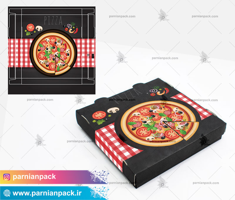 جعبه پیتزا قرمز مشکی